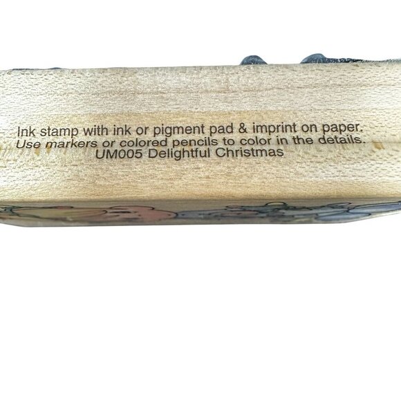 Precious Moments Delightful Christmas Rubber Stamp 1995 Stampendous Wood Block - Picture 4 of 9